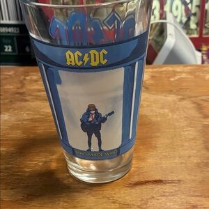 AC/DC 'Who Made Who' Glass with Blue and Yellow Design